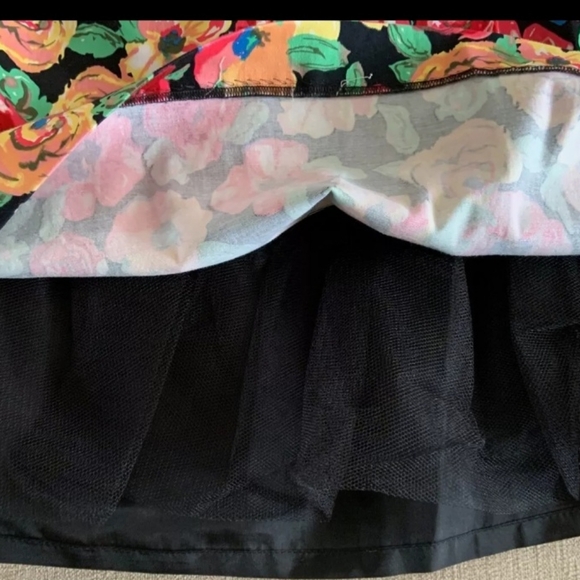 London Designer Helene Berman Floral Dress Size 6 Black Lining With Tulle - Picture 9 of 12